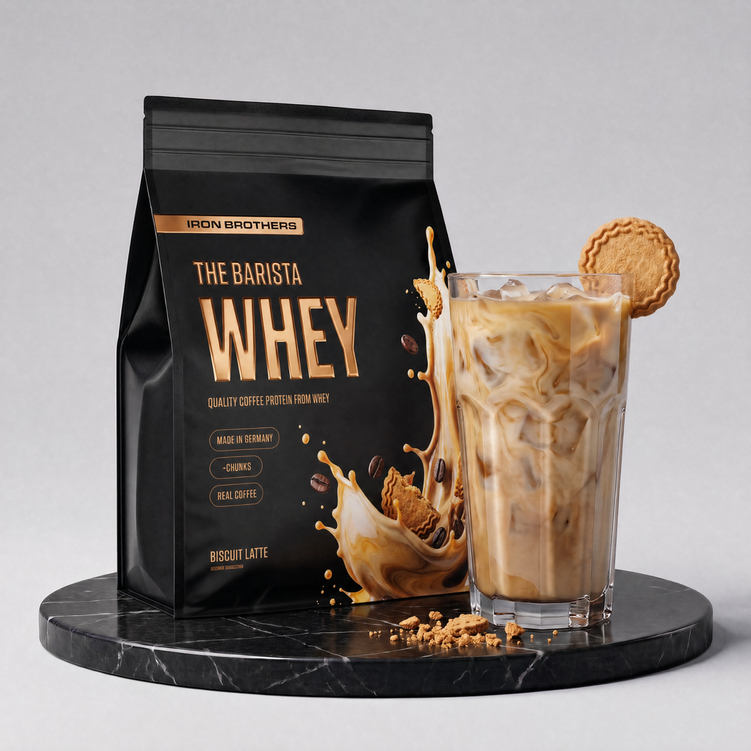 The Barista Whey Proteinkaffee von Iron Brothers Biscuit Latte - Keks Kaffee Geschmack - Design, Wirkung und Geschmack #geschmack_biscuit-latte