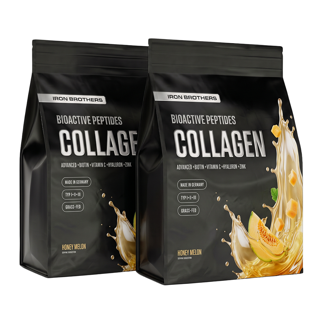 2kg Collagen Advanced Doppelpack von Iron Brothers Honey Melon - Melonen Geschmack #geschmack_honey-melon