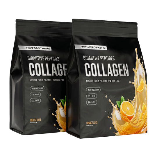 2kg Collagen Advanced Doppelpack von Iron Brothers Orange Juice - Orangen Geschmack #geschmack_orange-juice