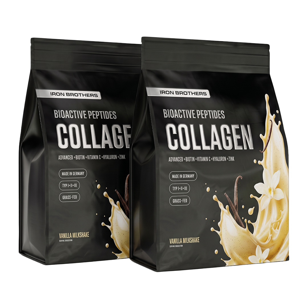2kg Collagen Advanced Doppelpack von Iron Brothers Vanilla Milkshake - Vanille Geschmack #geschmack_vanilla-milkshake