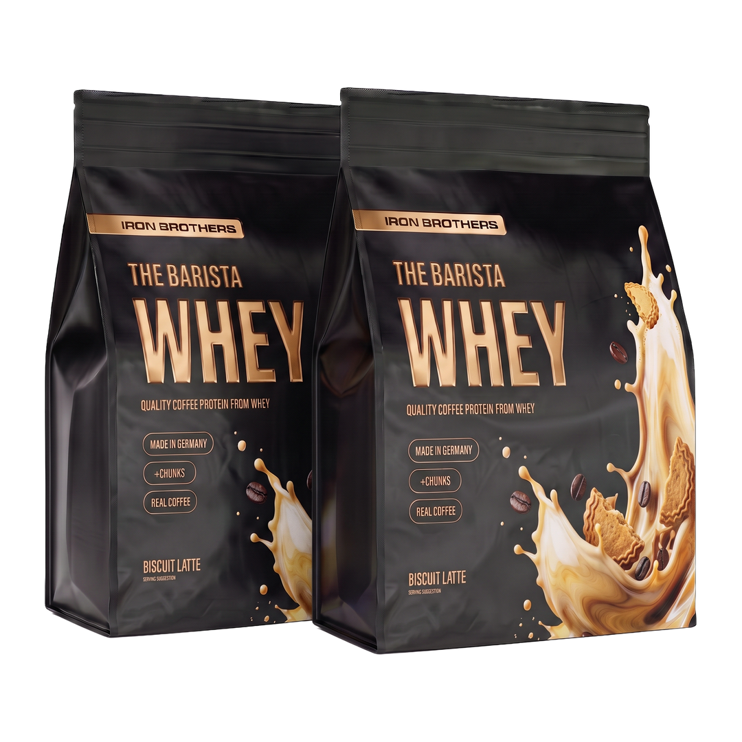 2kg The Barista Whey Proteinkaffee Doppelpack von Iron Brothers Biscuit Latte - Keks Kaffee Geschmack #geschmack_biscuit-latte