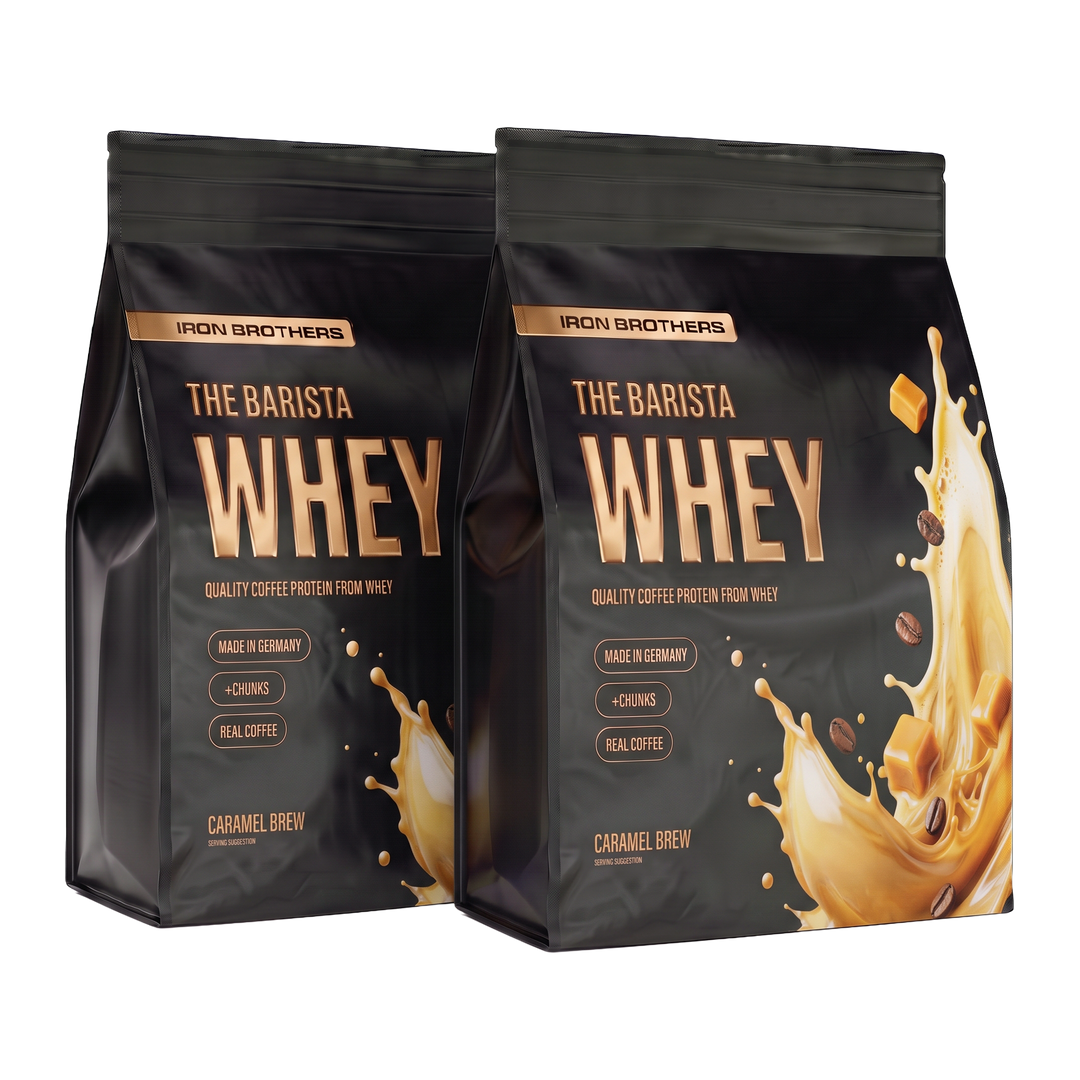 2kg The Barista Whey Proteinkaffee Doppelpack von Iron Brothers Caramel Brew - Karamell Kaffee Geschmack #geschmack_caramel-brew