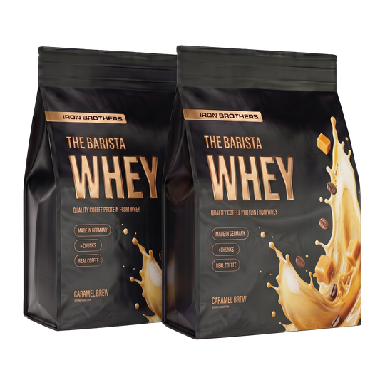 2kg The Barista Whey Proteinkaffee Doppelpack von Iron Brothers Caramel Brew - Karamell Kaffee Geschmack #geschmack_caramel-brew