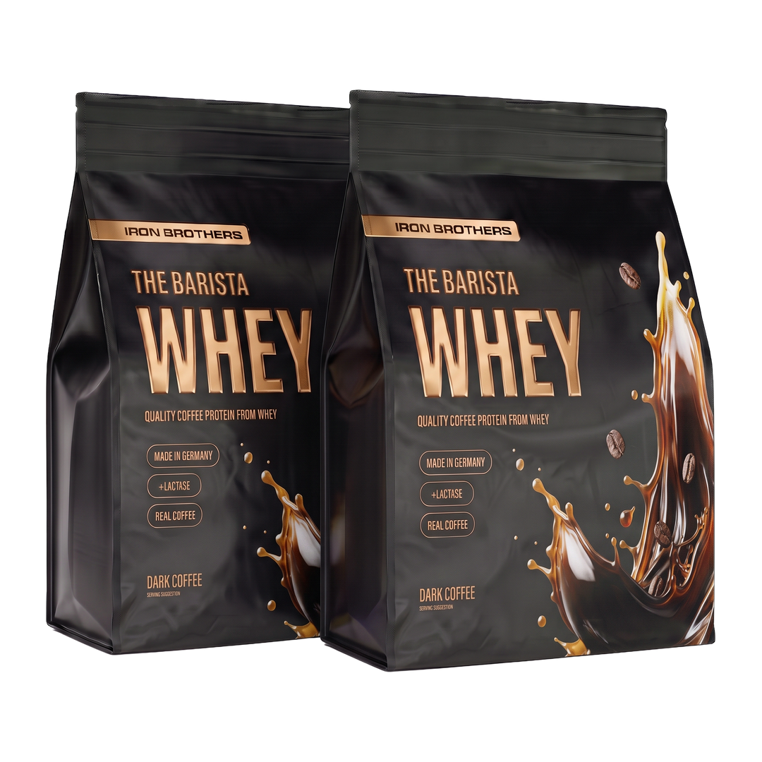 2kg The Barista Whey Proteinkaffee Doppelpack von Iron Brothers Dark Coffee - Intensiver Kaffee Geschmack #geschmack_dark-coffee